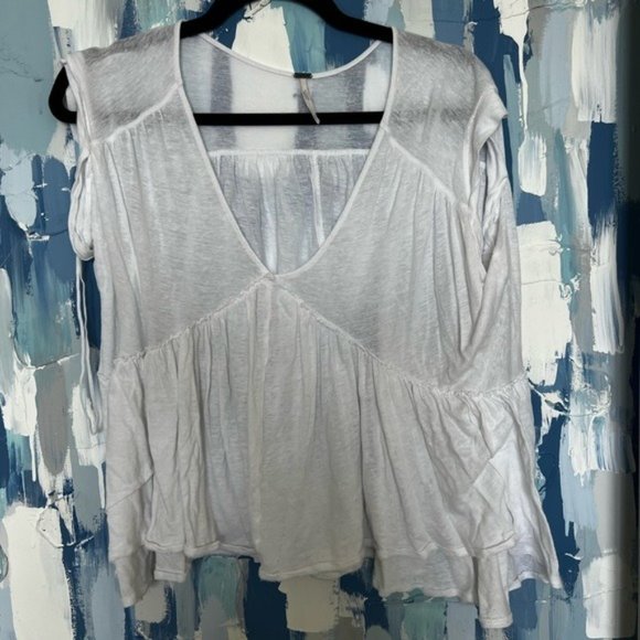 Free People Top - White Free People Short Sleeve Shirts for Women - Summer Tops - Picture 2 of 4